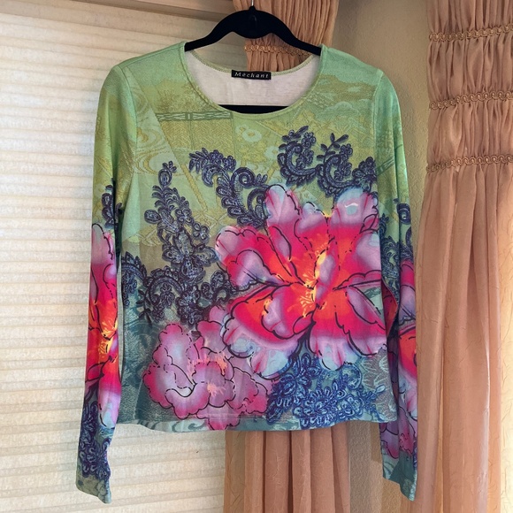 Mechant Floral Long Sleeve Top Tee - Picture 1 of 4